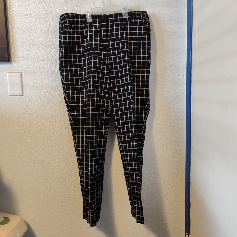 Lane Bryant Black & White Checkered Trousers Size 14